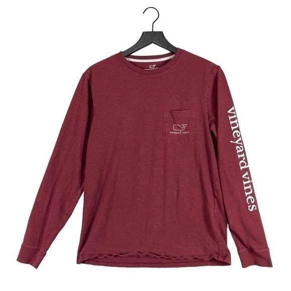 Vineyard Vines Men's Long Sleeve Maroon Red Cotton Crewneck Small Peru Made - Picture 2 of 9